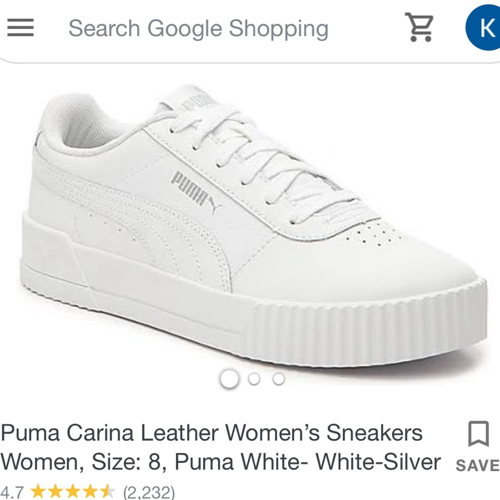 Puma Carina White Leather Sneaker